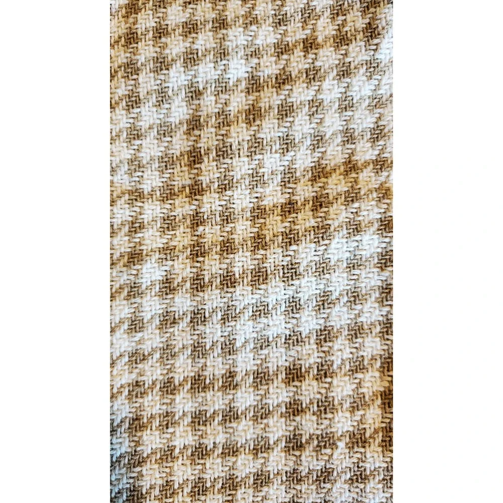 Room 2 Room Cotton Throw Blanket Beige Houndstooth Fringe 50x60 NEW